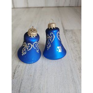 Blue Bell glass golden glitter ornament Xmas set